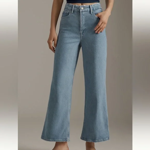 Good American Good Skate Soft-Tech High-Rise Crop Wide-Leg Jeans - Picture 2 of 8